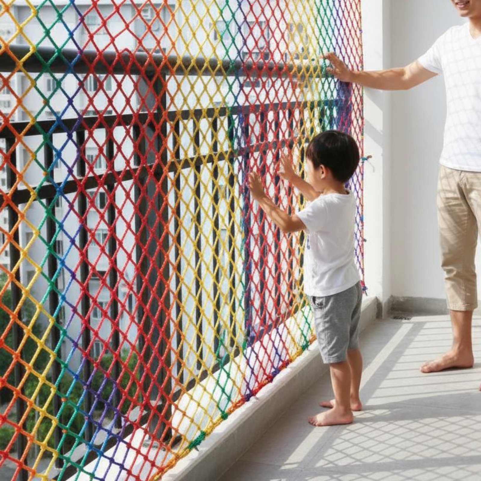 Rope Climb - Rede Anti-Queda Infantil Multicolorida para Varanda,